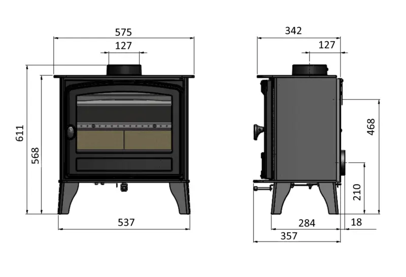 The Herald 5 Slimline Single Door Wood Burner - Image 3