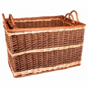 Large Willow Log Baskets Set of 2